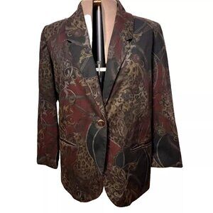 Giraffe Blazer. Size 1X? Lined Professional Paisley Multicolor Jacket. GB
